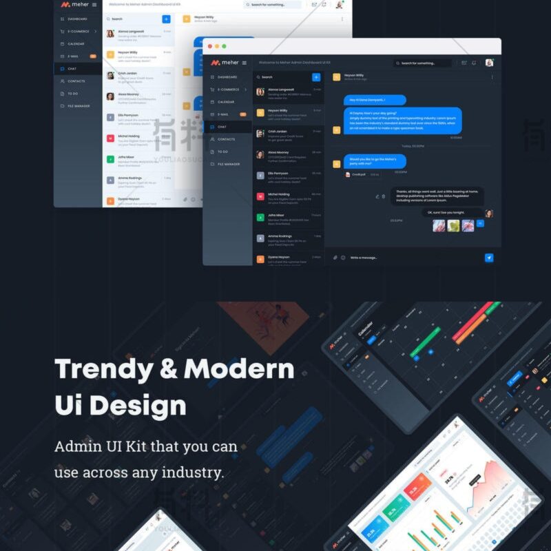 Dark Mode Admin Interface 06 UI/UX Design Asset | dark mode dashboard ui